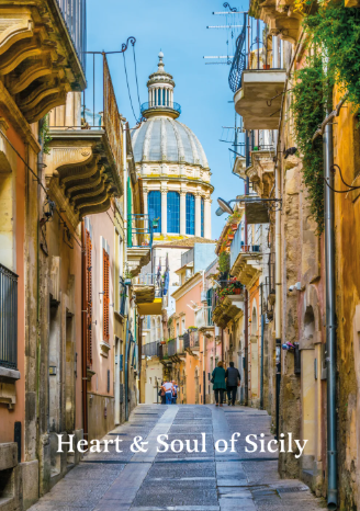 street in Sicily with church dome