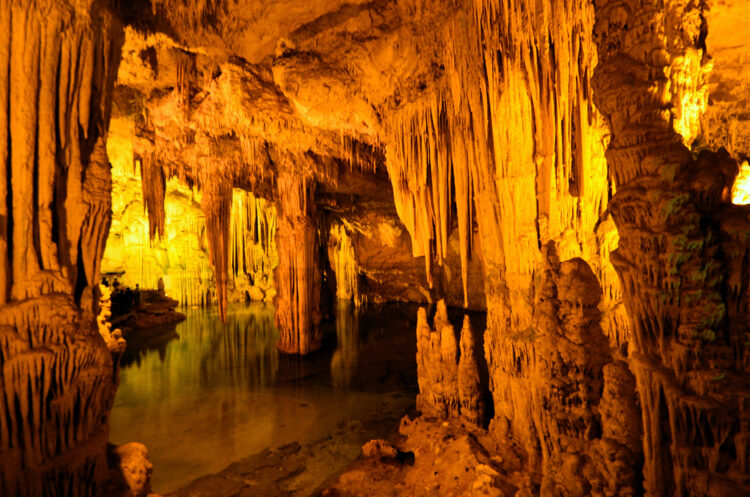 Scenic view of Neptune's cave. Sardinia. Italy