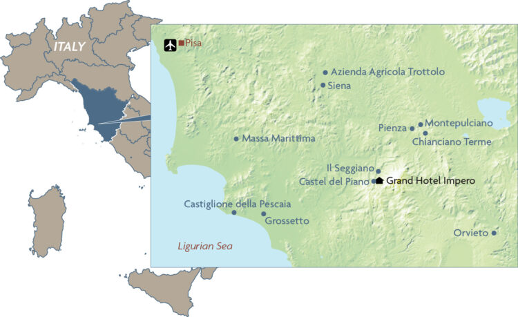 map of secluded tuscany attractions and hotel