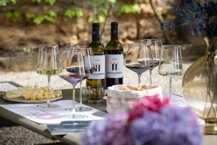 Local wine and cheese at Castillo Grumello in Lombardia